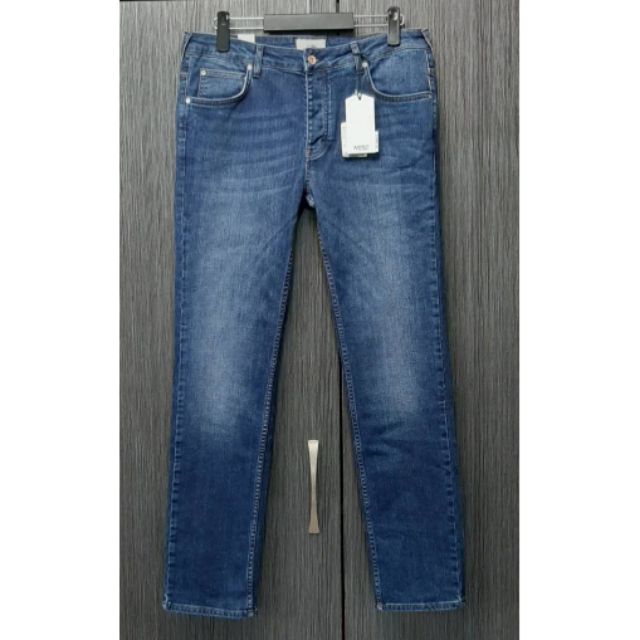 （客訂勿下標）（土耳其製）全新正品貝克漢代言WESC 男藍色排釦刷色牛仔褲W33/L32#11011388