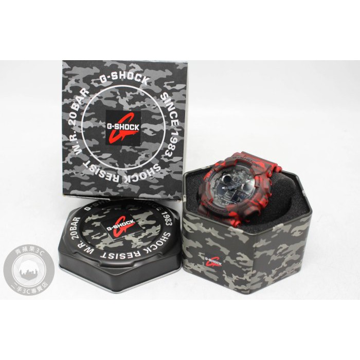 高雄青蘋果3c G Shock 秋冬時尚魅力迷彩新色休閒運動錶ga 100cm 4adr 紅黑灰 蝦皮購物