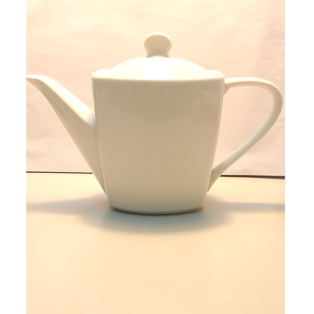 Luzerne白色簡約風骨瓷茶壺 方形茶壺 飯店專用餐具