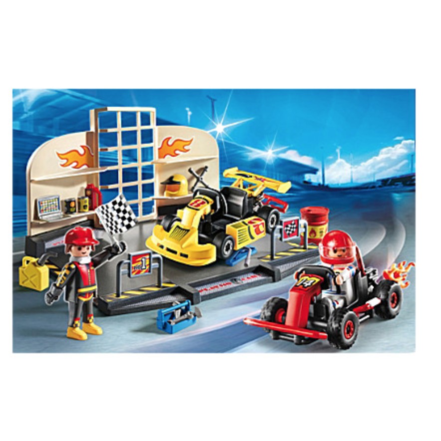 playmobil go kart garage