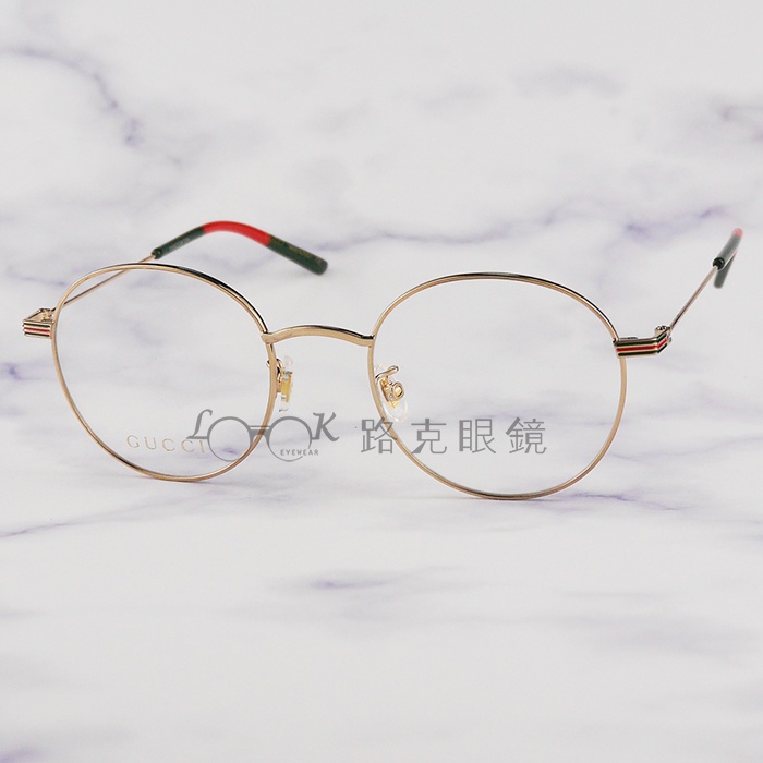 【LOOK路克眼鏡】GUCCI 光學眼鏡  金屬鏡框 經典綠紅綠鏡腳 GG1054OK 002