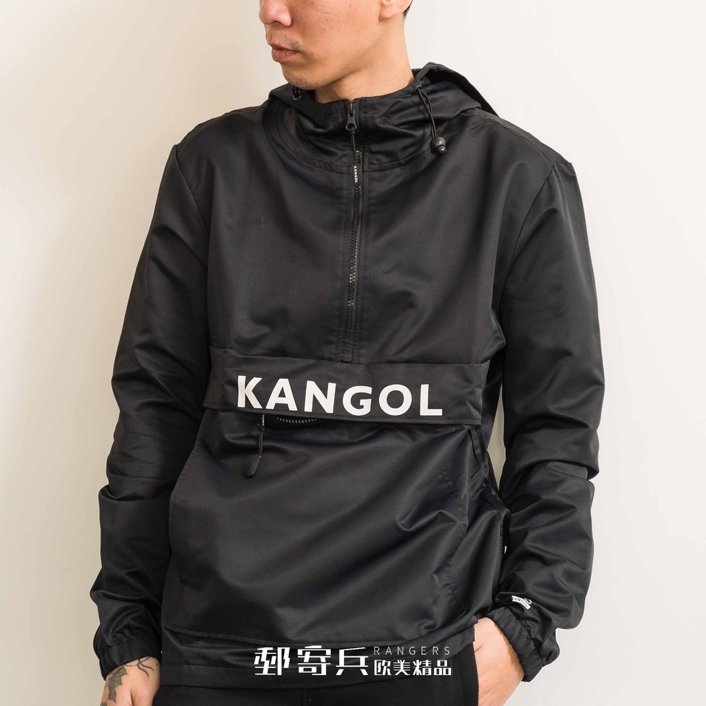 [零碼SALE] KANGOL 男版 文字LOGO連帽衝鋒衣 K9918BKXL
