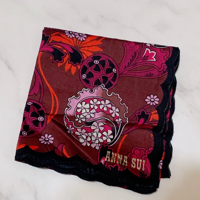 ANNA SUI 絲巾 手帕 日本製 正品 100%（全新）
