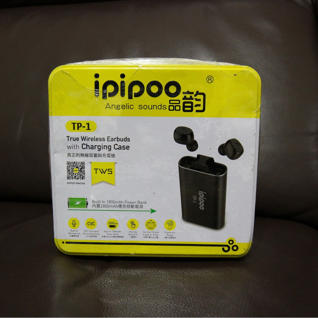 ipipoo 品韵 TP-1 藍芽耳機 無線耳機 方盒 有包膜 黑色 可當行動電源1800mah 夾娃娃 娃娃機3C台