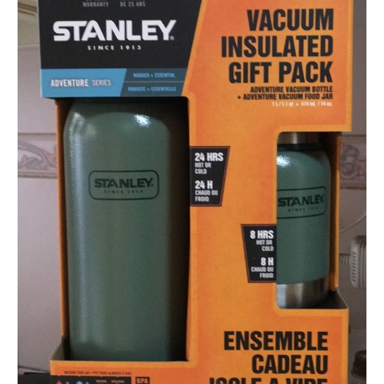無盒福利品 美國Stanley真空18/10不鏽鋼保溫瓶+食物保溫罐2件組 Costco好市多代購 史丹利#411722