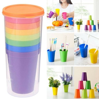 7 件套馬克杯塑料杯水戰套裝 8 件可重複使用野餐旅行時尚有趣便攜彩虹套裝杯派對兒童飲料杯