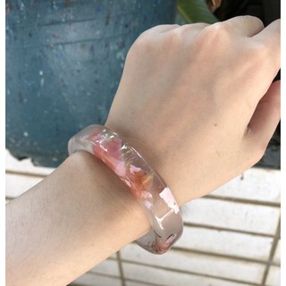 櫻花瑪瑙手鐲 極品 方鐲 桃紅粉櫻花鐵樹完美無瑕 玻璃種 非常水靈 通透 冰潤 內徑57mm