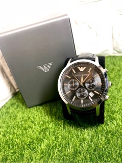 Emporio Armani 亞曼尼 AR2447 手錶阿瑪尼手錶男錶潮流皮錶帶名牌手錶潮流腕錶時尚精品三眼計