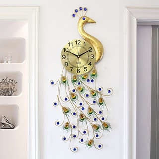 孔雀創意個性時鐘掛鐘客廳時鐘臥室石英鐘