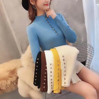 胖胖美依 長袖高領打底衫 針織上衣 薄款內搭毛衣初秋上衣服新款打底衫秋冬針織衫短款BC1030.893