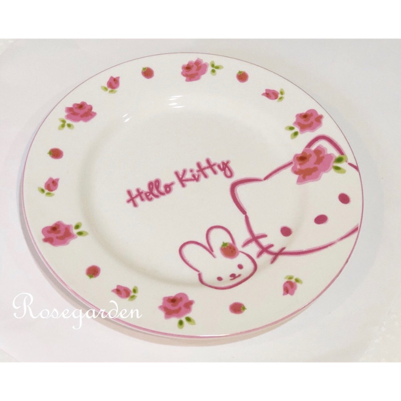 日本 Zakka 手繪造型 玫瑰 kitty 瓷盤