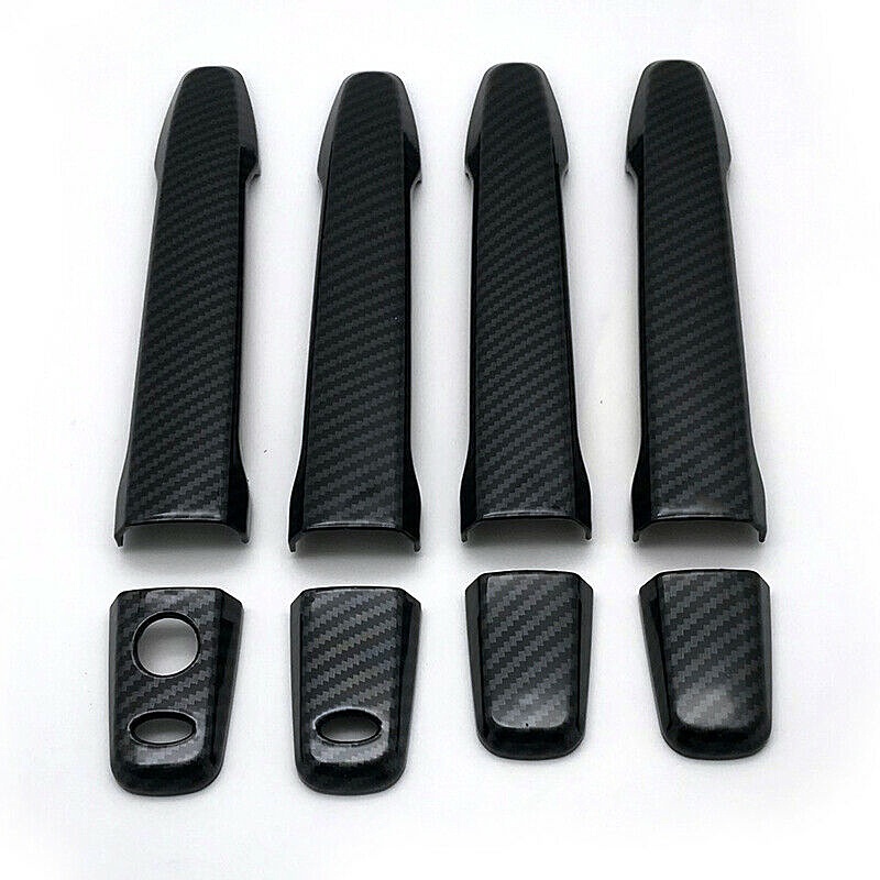 8件 適用於三菱歐藍德 07-20 藍瑟 08-17 ASX 10-18 汽車外門把手蓋 裝飾飾件 碳纖維圖案