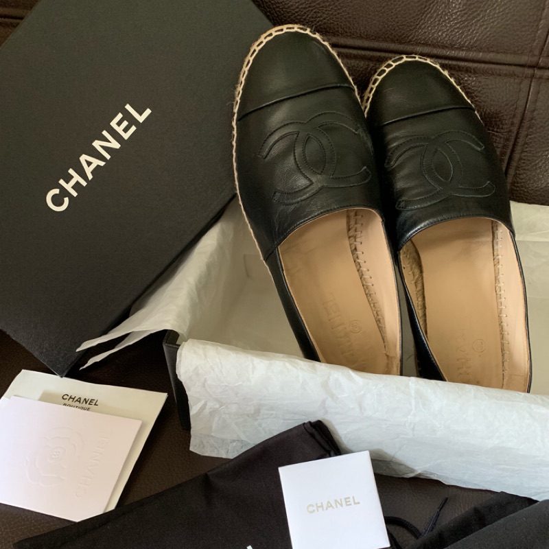 Chanel 全小羊皮 鉛筆鞋 (39號、大全配含購證)