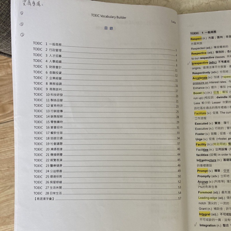 Luna自製 英文toeic 單字筆記多益單字 60頁 多益高分策略 蝦皮購物