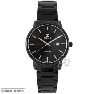【SIGMA】1122L-BG 簡約時尚 日期顯示 藍寶石鏡面 鋼錶帶女錶 玫瑰金/黑 30mm 台南 時代鐘錶