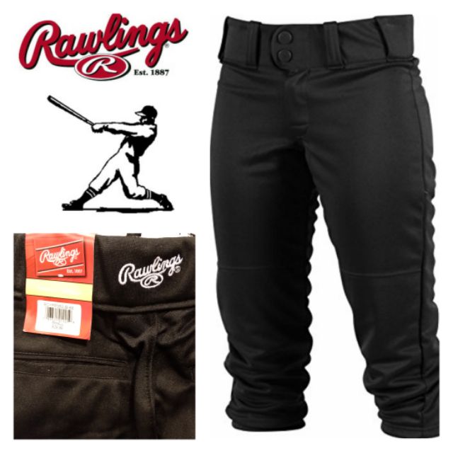 美版 Rawlings 青少棒 YOUTH黑色棒球褲 褲腳收口 學生棒球 青少年  金屬YKK拉鏈