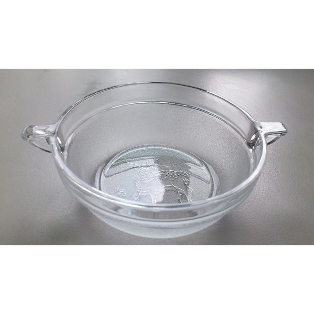 （新品如說明）麋鹿浮雕圖騰　強化水晶透明霧玻璃　沙拉碗　點心碗　湯碗