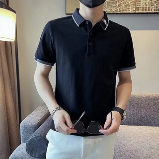 【M-5XL】大尺碼Polo衫夏季男士緊身短袖百搭個性潮流t恤簡約百搭上衣