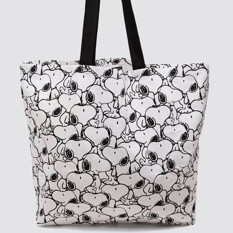 Zara Snoopy 聯名史努比圖案大托特包 購物袋 手提袋 側背包 肩背包 帆布包 帆布袋 休閒提袋