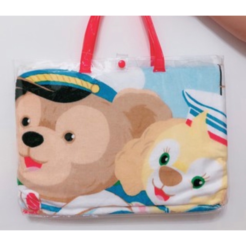 全新 正版 香港 迪士尼 限定  14周年 達菲熊 海軍 超大 浴巾 提袋 海灘 毛巾 聖誕節 交換禮物