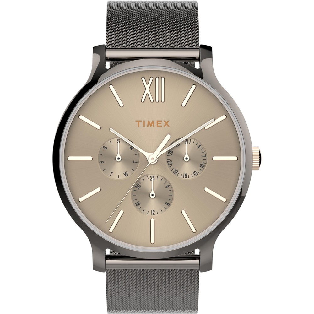 【TIMEX】天美時 復刻系列 三眼耀眼金屬光手錶  ( 槍色 TXTW2T74700)