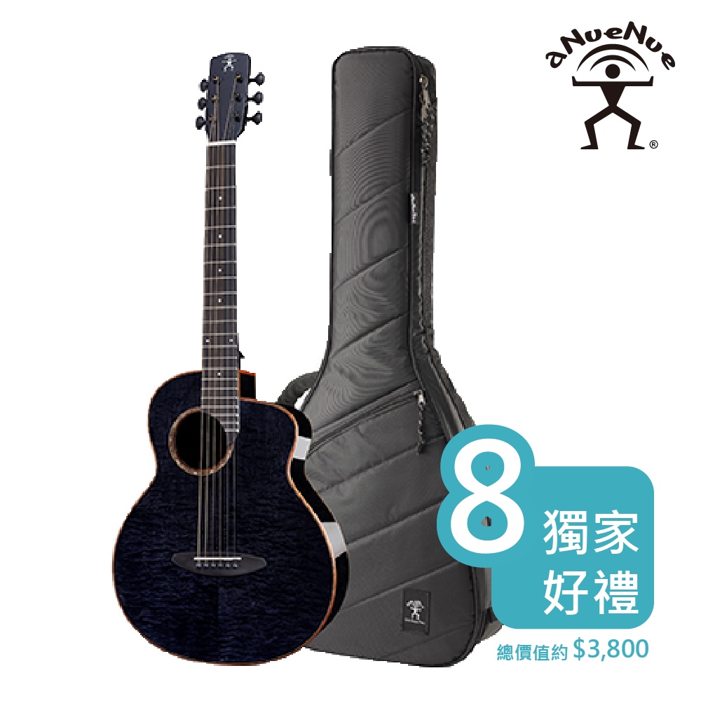aNueNue / M77 M-吉他旅行系列 36吋面單木吉他(浸黑虎紋楓木+紅松) 彩虹人官方認證【樂器通】