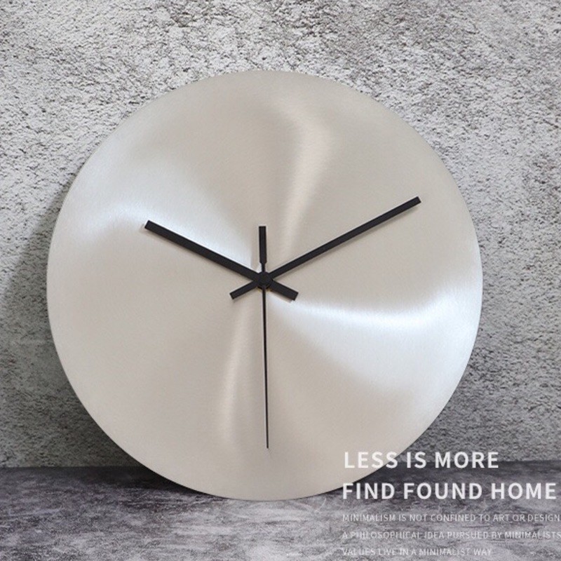 ❤️免運費❤️現代簡約🇩🇪德國工業風 銀色客廳 掛鐘 無數字 時鐘 質感時鐘 工作室裝飾鐘錶圓形北歐鐘飾