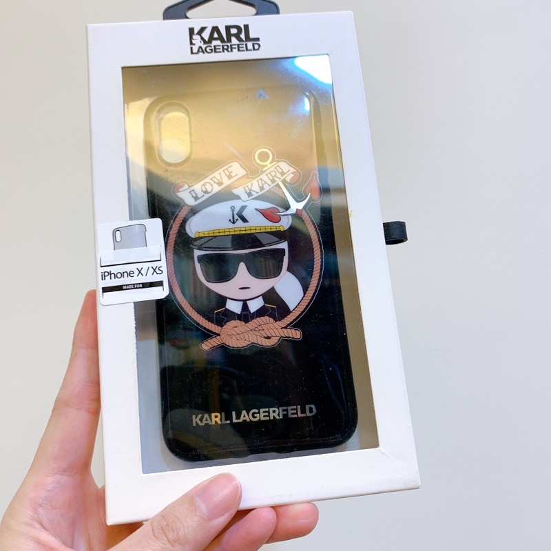 【正版商品-二手8成新】卡爾拉格斐 老佛爺手機殼 KARL LAGERFELD 海軍風 iPhone XS