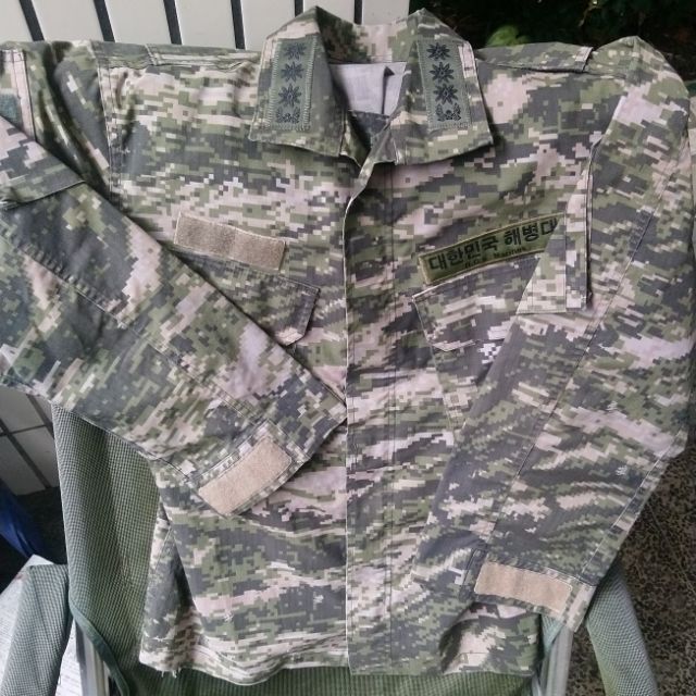 迷彩森林韓國海軍陸戰隊上校數位虎斑迷彩服及野戰帽 蝦皮購物