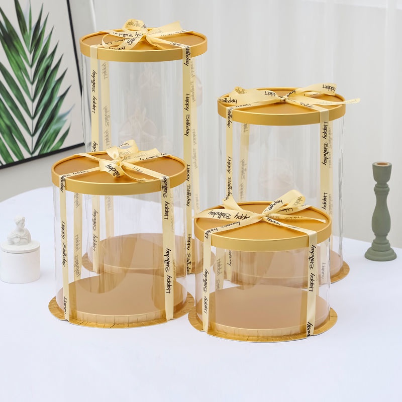 透明塑膠盒 透明蛋糕盒 4吋蛋糕盒 8吋蛋糕盒 透明禮物盒 透明圓形生日蛋糕盒子包裝盒4寸6寸8寸10寸網紅雙層加氣球高