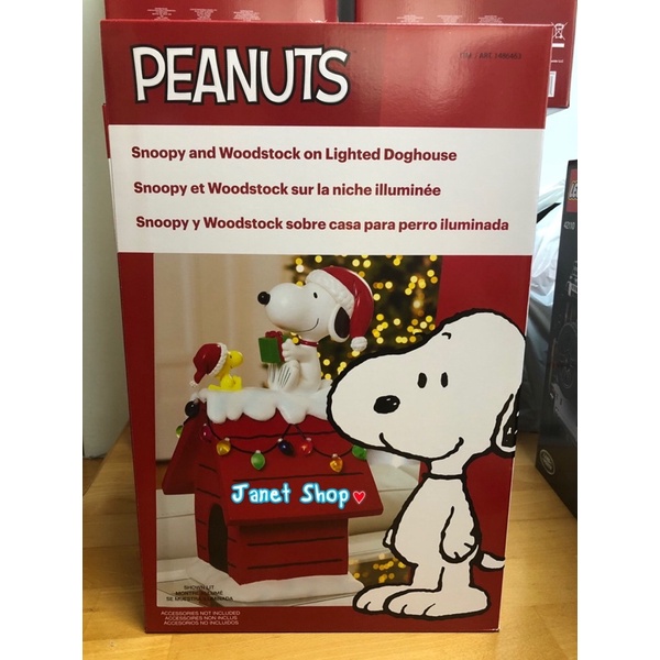 「Janet. Shop-好市多代購」史努比Snoopy聖誕紅色小屋  LED燈具 聖誕裝飾 擺設