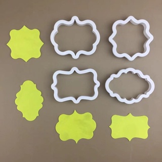 臺灣出貨 現貨 4pcs銘牌餅乾模翻糖裝飾模 DIY邊框翻糖蛋糕印花模 烘焙餅乾模具（庫）