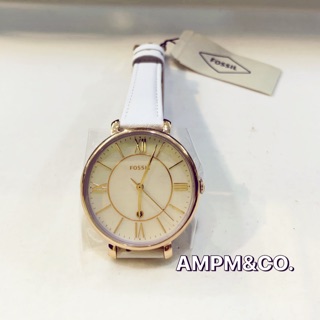 全新 現貨 FOSSIL Jacqueline 優雅珍珠貝真皮手錶 ES4579-玫瑰金框 36mm