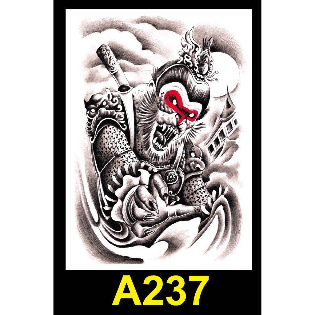 紋身貼a221 240 社會人花臂rap街舞半臂鯉魚骷髏頭水轉印紋身貼男女款防水紋身貼刺青防水防汗炫酷紋身貼