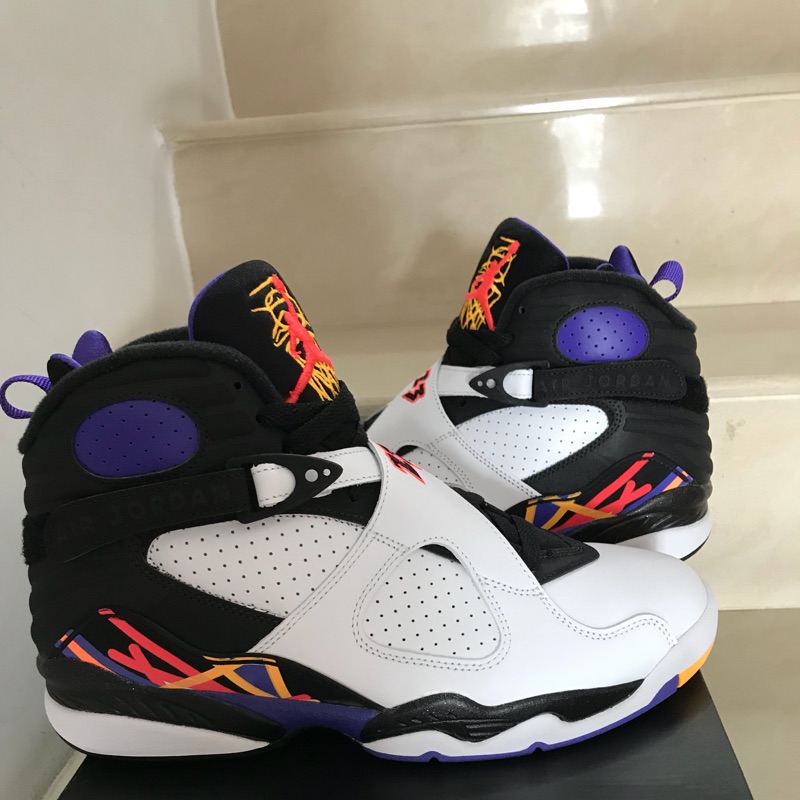 NIKE AIR JORDAN 8 RETRO 喬丹八代 復刻 白黑紫 3-peat 三連霸 冠軍杯 公牛隊(含運）