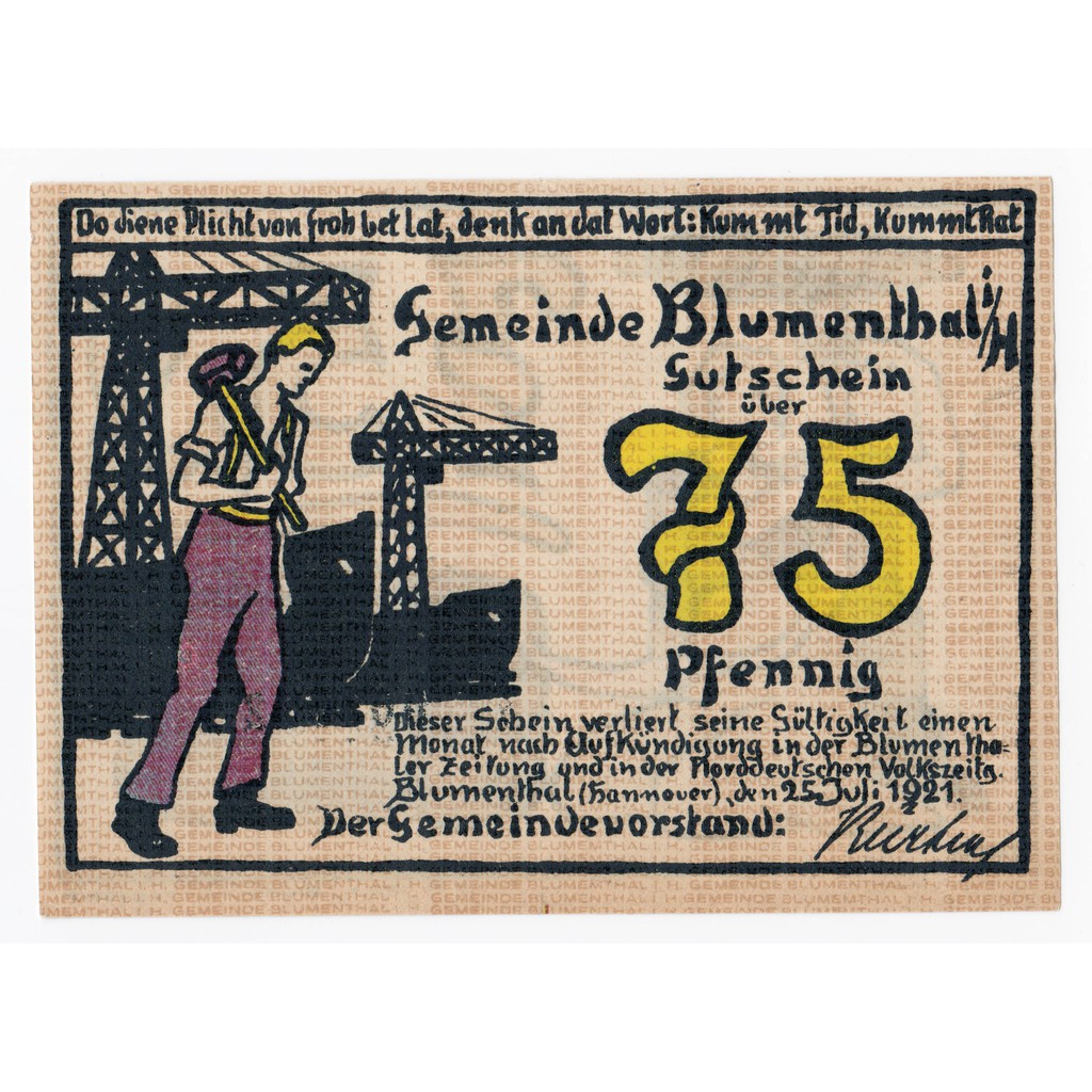 ⚜️銅臭味 西元1921年 一戰德國緊急貨幣 75芬尼  (紙幣紙鈔紀念幣錢幣金幣銀幣銅幣郵票新票舊票變體幣台灣文獻早期