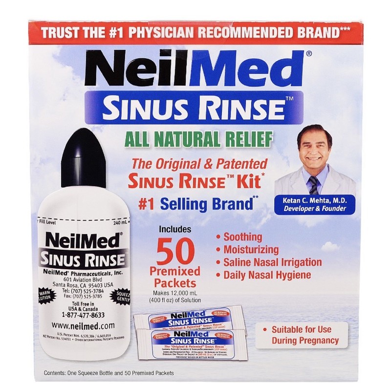 ❤️現貨❤️ NeilMed 美國原裝 沖洗器 洗鼻器  鹽 海鹽50包+1瓶