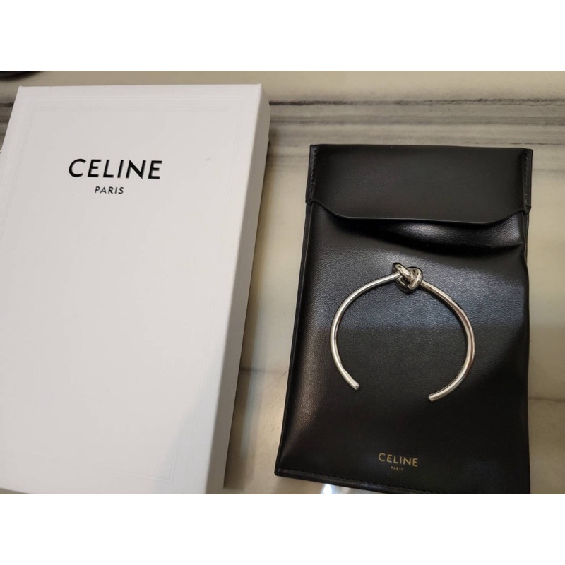 Celine 二手 (9.5成新) 特幼打結手環銀色鍍銠黃銅手鐲（C1 尺寸 最小號）