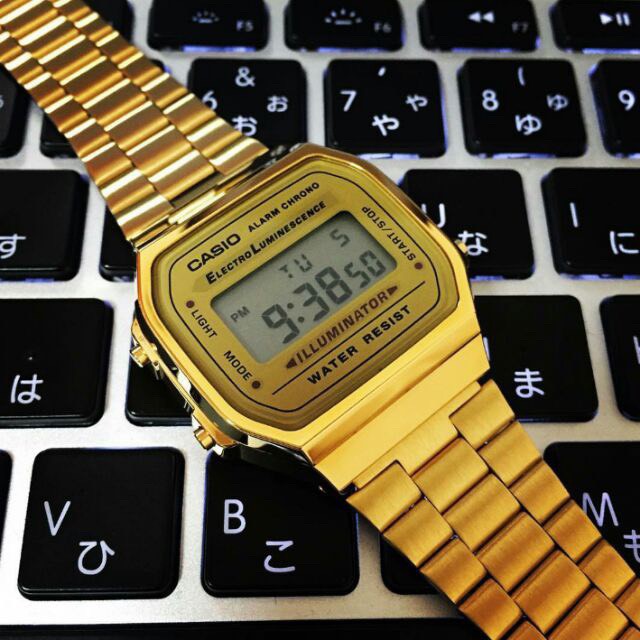 【八度空間】Casio卡西歐  復古經典潮流金色電子錶cool報潮流雜誌大力推薦 A168wg#A168wg-9W