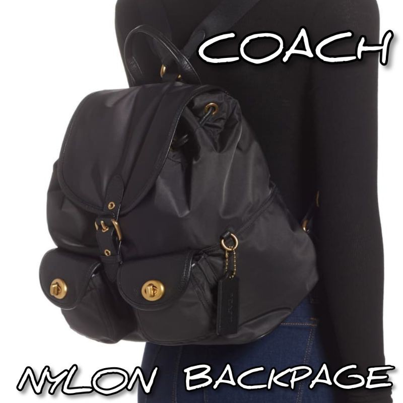 美國代購 Coach Nylon Cargo Backpack 大容量雙肩包 尼龍耐用 印花內裡 可調節背帶 輕巧後背包