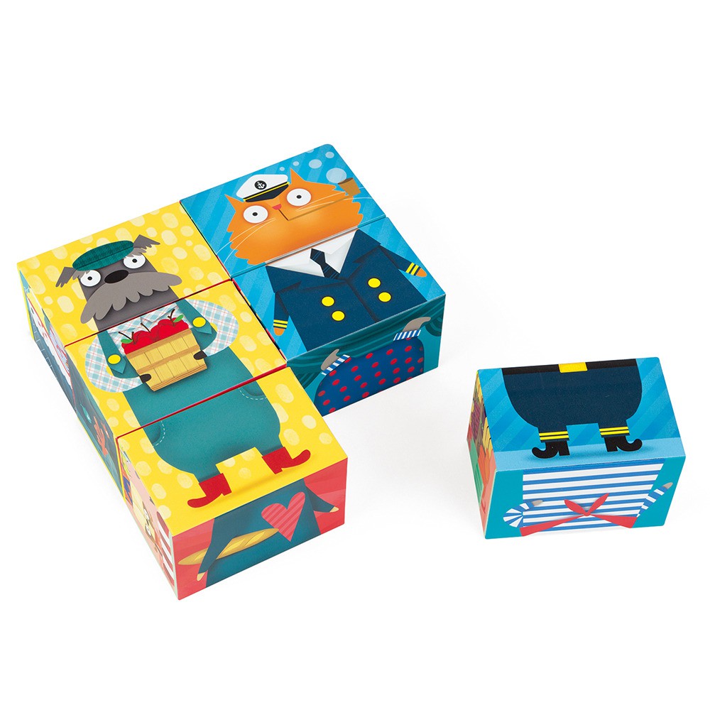 【法國Janod】方塊拼圖-我到底是誰 - 6塊 益智玩具 兒童拼圖 兒童禮物