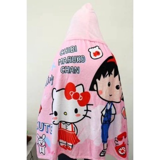 正版 雷標 Hello Kitty 小丸子 聯名款 披肩 披風 毛毯 法蘭絨 懶人毯 保暖 首選 超舒服的觸感