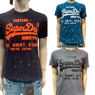 Superdry極度乾燥 男生短袖上衣 圓領純棉短T LOGO T 短袖T恤 潑漆款 M10010SQ 現貨