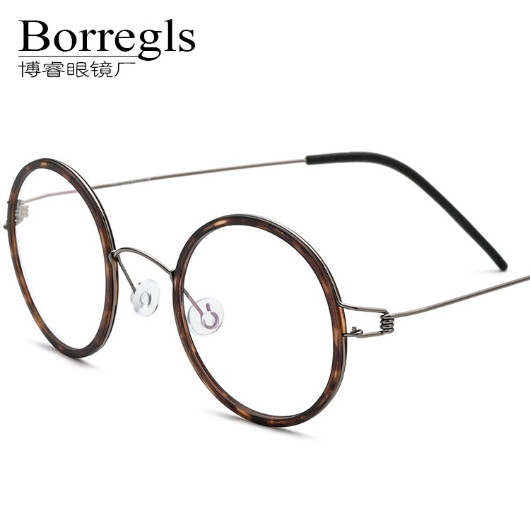 超輕無螺絲眼鏡架男女圓形復古光學眼鏡框可配近視防藍光眼鏡2021博睿眼鏡Borregls