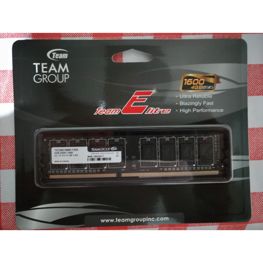 全新 十銓 Team 4G 4GB DDR3 1333 終保 終身保固 雙通道