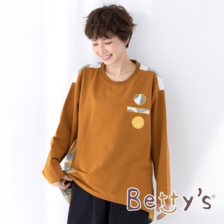 betty’s貝蒂思(05)花布拼接造型T-shirt(駝色)