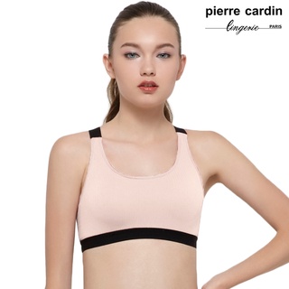 【pierre cardin 皮爾卡登女性內衣】粉嫩系交叉美背聚胸運動背心(單件-PEA-蜜桃)-201-1041