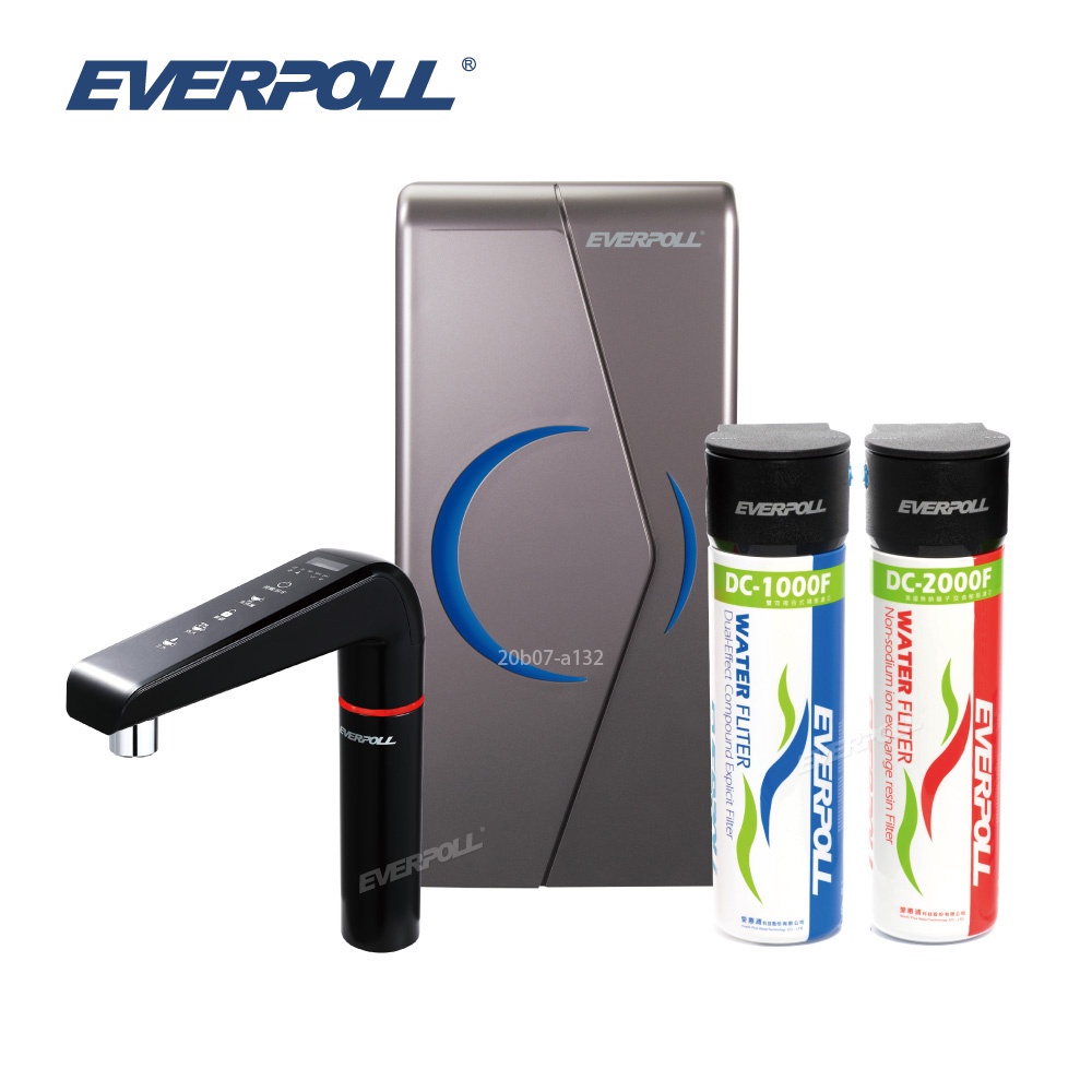 【EVERPOLL】櫥下型雙溫UV觸控飲水機EVB-298-E + 守護升級全效淨水組(DCP-3000)