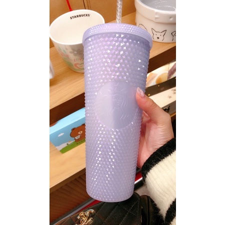 星巴克淡紫色珍珠光澤榴槤冷水杯冷水壺付吸管杯子飲料杯冷飲杯