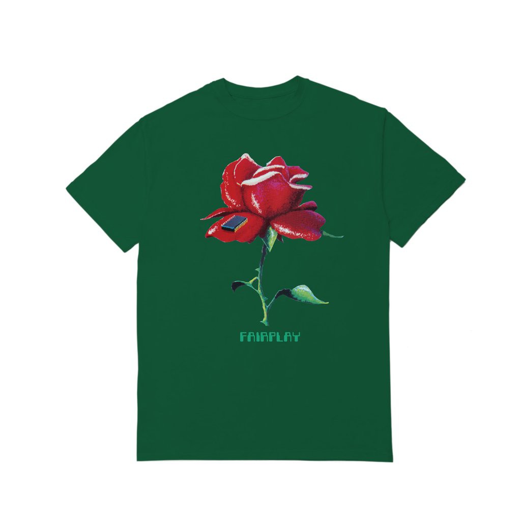 FairPlay Digital Rose 綠 短袖T恤 純棉 玫瑰 印花 休閒 美牌 上衣 短T S/S